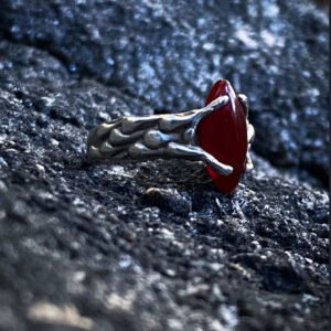Silver carnelian ring drips