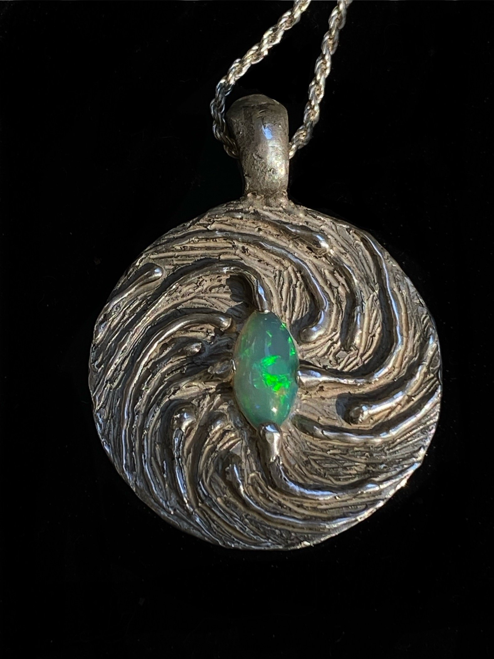 Twirling Pendant #1 Fire Opal, Large