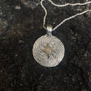 Twirling Fire Opal-Sterling Pendant Medium #4