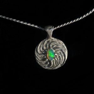 Twirling Pendant #2  High Fire Ethiopian Opal Sterling Silver Medium