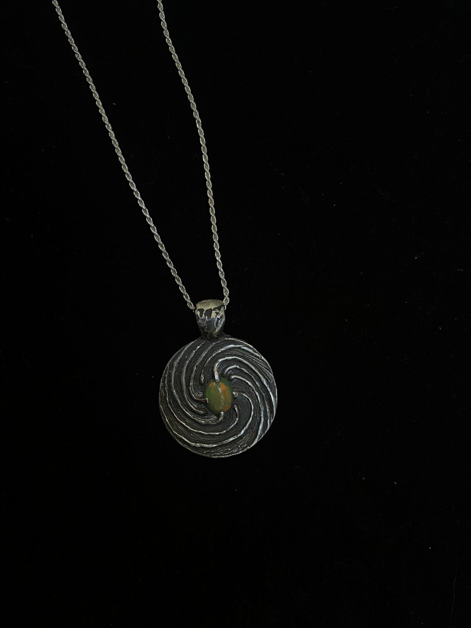 Opal Firescale Spiral Pendant Sterling Silver Large - Image 3