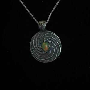 Opal Firescale Spiral Pendant Sterling Silver Large
