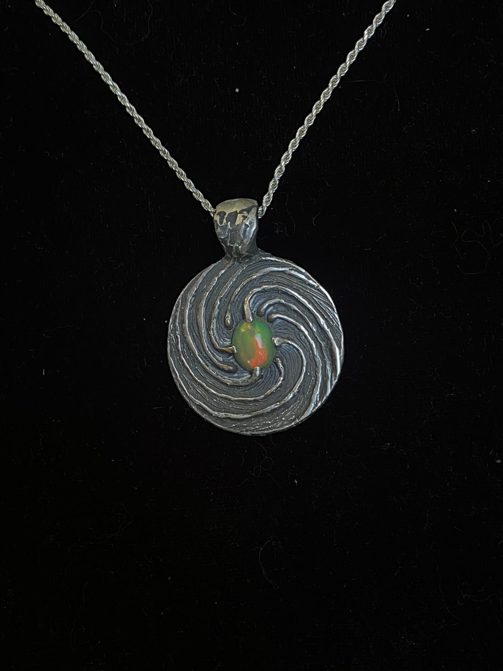 Opal Firescale Spiral Pendant Sterling Silver Large - Image 4