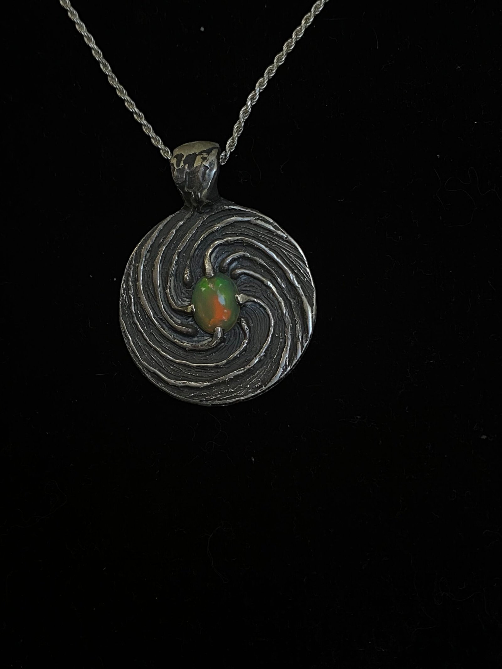 Opal Firescale Spiral Pendant Sterling Silver Large - Image 5