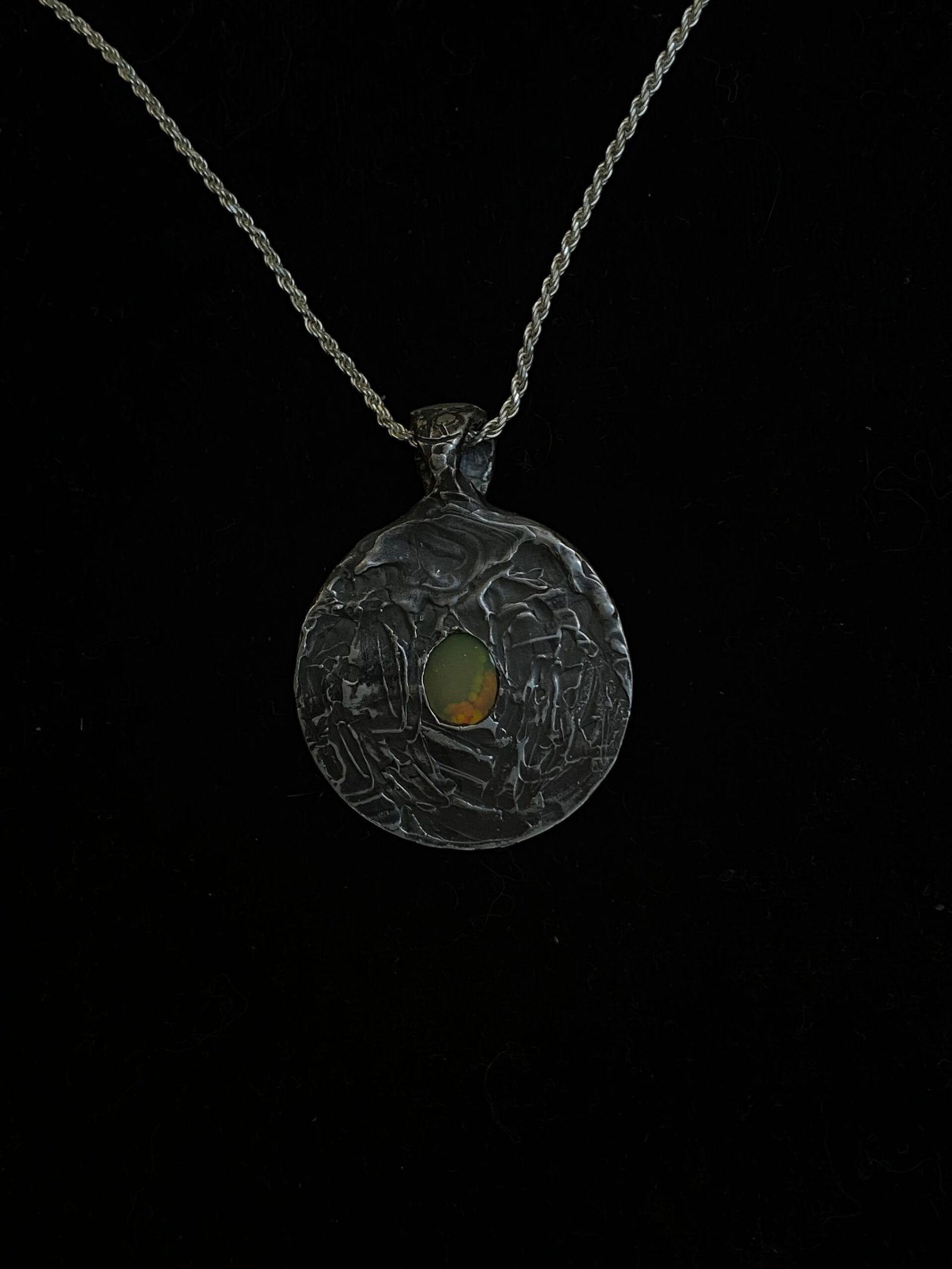 Opal Firescale Spiral Pendant Sterling Silver Large - Image 6